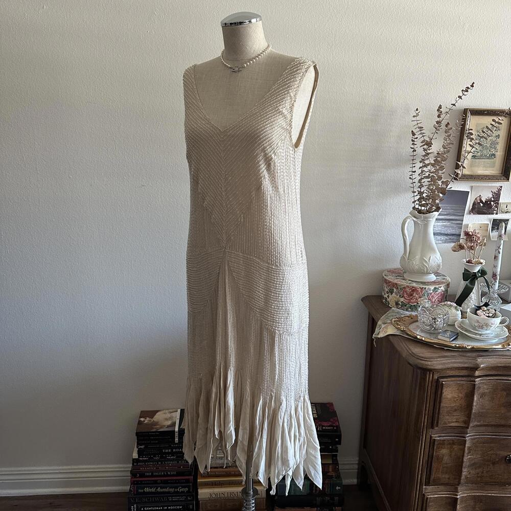 Gryphon NY cream beaded flapper style dress - Picture 3 of 9